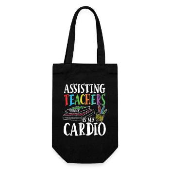 Assisting teachers is my cardio - Geschenkbeutel für Flaschen - Schwarz - Vorne