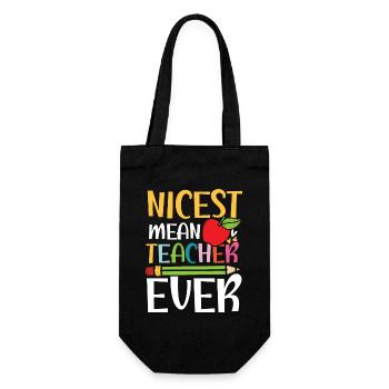 nicest mean teacher ever - Geschenkbeutel für Flaschen - Schwarz - Vorne