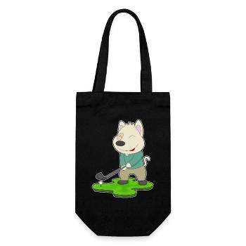 Hund Golf Golfschläger - Geschenkbeutel für Flaschen - Schwarz - Vorne