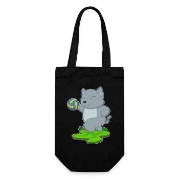 Katze Volleyballspieler Volleyball - Geschenkbeutel für Flaschen - Schwarz - Vorne