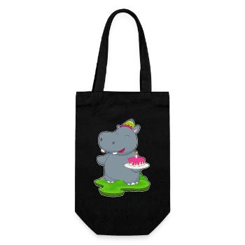 Gâteau d’anniversaire hippopotame - Sac à bouteille - noir - Devant