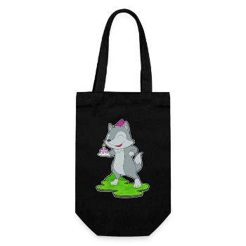 Gâteau d’anniversaire loup - Sac à bouteille - noir - Devant