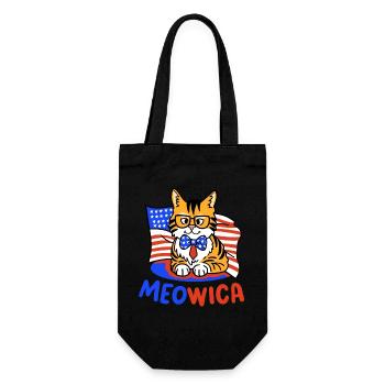 Katze amerikanische Flagge 4. Juli - Geschenkbeutel für Flaschen - Schwarz - Vorne