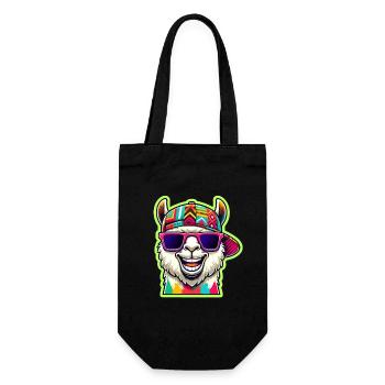 Alpaga cool avec lunettes de soleil colorées et casquette - Sac à bouteille - noir - Devant