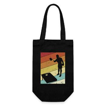 Retro Spielbretter Sitzsack Professionelles Cornhole - Geschenkbeutel für Flaschen - Schwarz - Vorne
