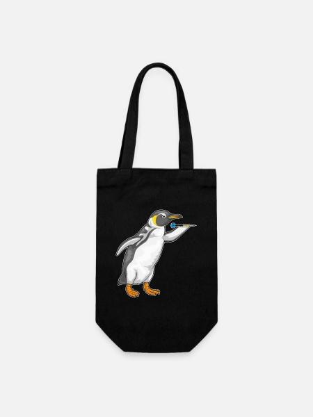 Pinguin Dart Dartpfeil - Geschenkbeutel für Flaschen - Schwarz