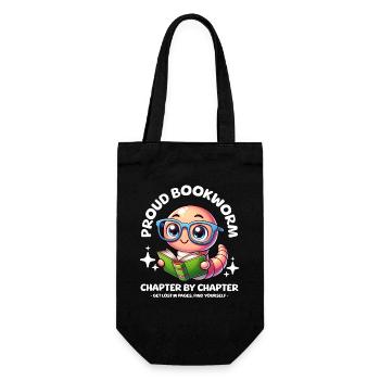 Proud, cute bookworm with glasses reading book - Gift Bag for Bottles - black - Front
