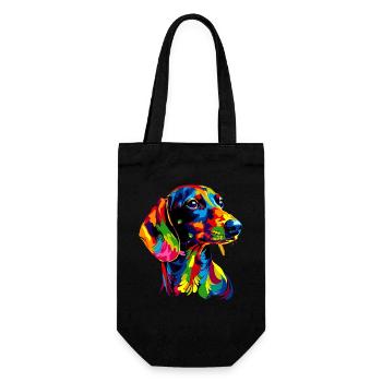 Dackel Dachshund Zwergdackel Dackelclub Teckel - Geschenkbeutel für Flaschen - Schwarz - Vorne