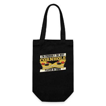 Bester Cornhole Player In Town Sitzsack Spielbretter - Geschenkbeutel für Flaschen - Schwarz - Vorne
