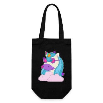 Einhorn Wolken - Geschenkbeutel für Flaschen - Schwarz - Vorne