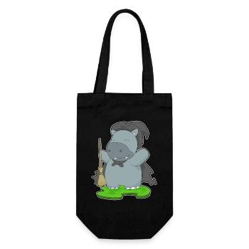Nilpferd Halloween Hexe - Geschenkbeutel für Flaschen - Schwarz - Vorne