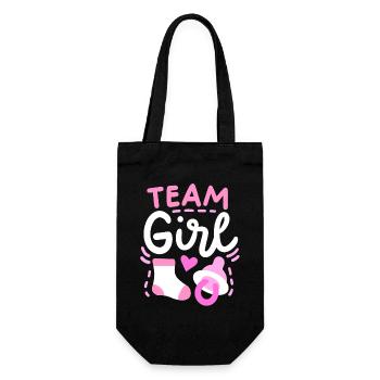 Gender Reveal Party Team Mädchen - Geschenkbeutel für Flaschen - Schwarz - Vorne