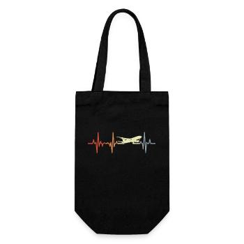 Retro Airplanes Heartbeat - Gift Bag for Bottles - black - Front