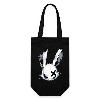 Goth Hasenkopf Hase Gothic Puppe Grunge Geschenk - Geschenkbeutel für Flaschen - Schwarz - Vorne