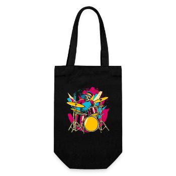 Schlagzeuger Synthwave - Geschenkbeutel für Flaschen - Schwarz - Vorne