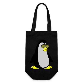 cool Pinguin 002 - Geschenkbeutel für Flaschen - Schwarz - Vorne