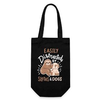 Faultier und Hund - Geschenkbeutel für Flaschen - Schwarz - Vorne