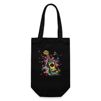 Ukulele Streetart - Geschenkbeutel für Flaschen - Schwarz - Vorne