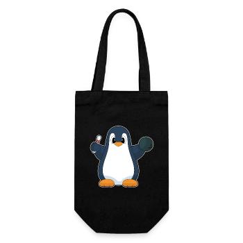 Pinguin Bowling Bowlingkugel Pin - Geschenkbeutel für Flaschen - Schwarz - Vorne
