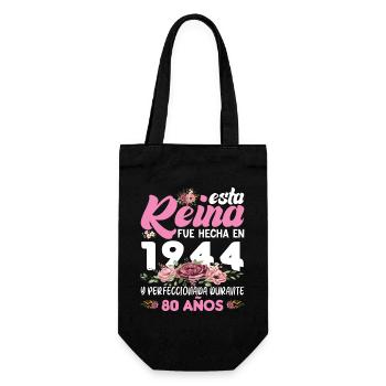 80 Jahre Geburtstagsgeschenk Frau aus dem Jahr 1944 - Geschenkbeutel für Flaschen - Schwarz - Vorne
