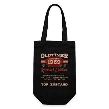 Oldtimer August 1969 Jahrgang 1969 55. Geburtstag - Geschenkbeutel für Flaschen - Schwarz - Vorne