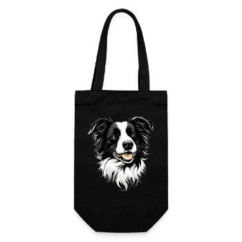 Border Collie Hunde Liebhaber Welpe Süße Collies - Geschenkbeutel für Flaschen - Schwarz - Vorne