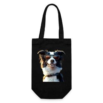Border Collie Hunde Liebhaber Welpe Süße Collies - Geschenkbeutel für Flaschen - Schwarz - Vorne
