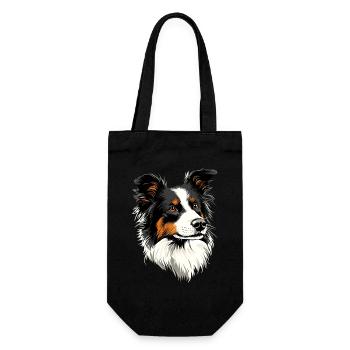 Border Collie Hunde Liebhaber Welpe Süße Collies - Geschenkbeutel für Flaschen - Schwarz - Vorne