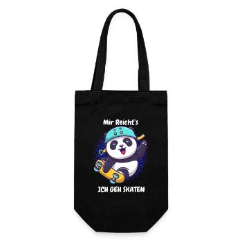 Panda Skater Spruch Ich Geh Skaten - Geschenkbeutel für Flaschen - Schwarz - Vorne