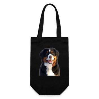 Berner Sennenhund Süße Hunde Schweizer Sennenhunde - Geschenkbeutel für Flaschen - Schwarz - Vorne