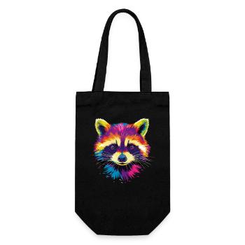 Raccoon Popart Colorful Rainbow Raccoon Raccoon Raccoon - Gift Bag for Bottles - black - Front
