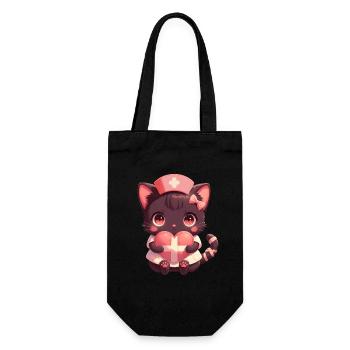 Infirmière Chat Kawaii Infirmière Médecin - Sac à bouteille - noir - Devant