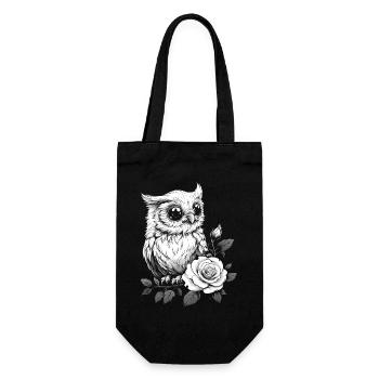 Nachteule Rose Blumen Ästhetik Eule Vogel Geschenk - Geschenkbeutel für Flaschen - Schwarz - Vorne