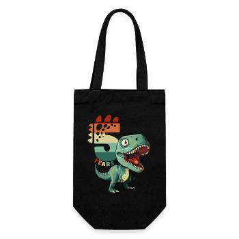 T-Rex Tyrannosaurus 5 Jahre 5. Geburtstag Geschenk - Geschenkbeutel für Flaschen - Schwarz - Vorne