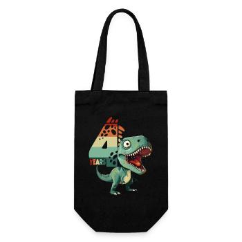 T-Rex Tyrannosaurus 4 ans 4e anniversaire Cadeau - Sac à bouteille - noir - Devant