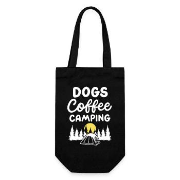 Hunde Kaffee Camping - Geschenkbeutel für Flaschen - Schwarz - Vorne