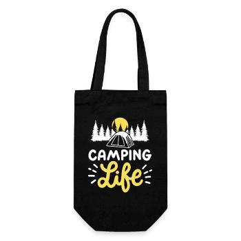 Camping Camper - Geschenkbeutel für Flaschen - Schwarz - Vorne