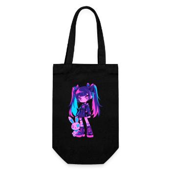 Cute Kawaii Anime Girl Grunge Goth Bunny Gothic - Geschenkbeutel für Flaschen - Schwarz - Vorne