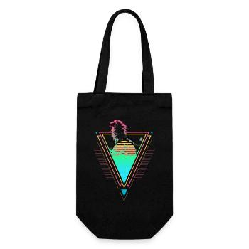 Lion Vaporwave Synthwave 90s 80s coucher de soleil - Sac à bouteille - noir - Devant