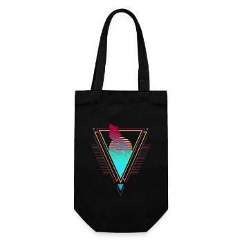 Wolf Vaporwave Synthwave 90s 80s sunset - Gift Bag for Bottles - black - Front