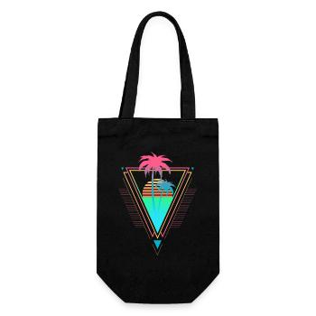 Palmiers Vaporwave Synthwave Années 90 Années 80 coucher de soleil - Sac à bouteille - noir - Devant