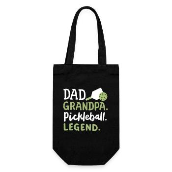 Pickleball-Spieler Papa Opa - Geschenkbeutel für Flaschen - Schwarz - Vorne