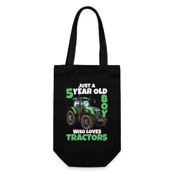 5 Jahre Traktor Junge 5. Geburtstag Geschenk - Geschenkbeutel für Flaschen - Schwarz - Vorne