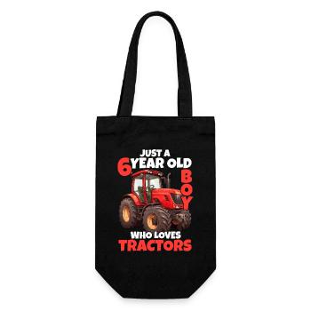 Tractor 6th Birthday Boy 6 Years Gift - Gift Bag for Bottles - black - Front