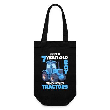 Traktor 7 Jahre Junge 7. Geburtstag Geschenk - Geschenkbeutel für Flaschen - Schwarz - Vorne