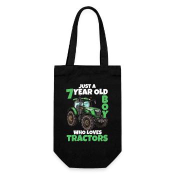 7 Jahre Traktor Junge 7. Geburtstag Geschenk - Geschenkbeutel für Flaschen - Schwarz - Vorne
