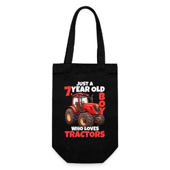 Traktor 7. Geburtstag Junge 7 Jahre Geschenk - Geschenkbeutel für Flaschen - Schwarz - Vorne