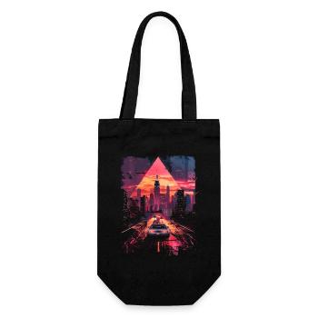 Vaporwave Retro Car City Synthwave 80s 90s - Gift Bag for Bottles - black - Front