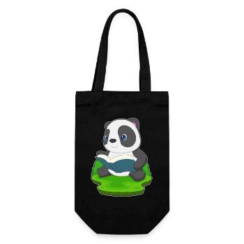 Panda Nerd Buch  - Geschenkbeutel für Flaschen - Schwarz - Vorne