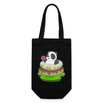 Panda Donut - Geschenkbeutel für Flaschen - Schwarz - Vorne
